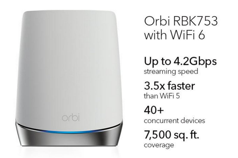 NETGEAR RBK753 Orbi AX4200 三頻 AX Mesh WiFi 6 無線系統 (3件裝) 路由器