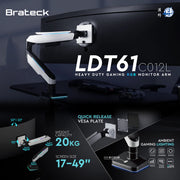 Brateck北狐 LDT61-C012L 氣動彈簧式顯示器支架