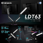 Brateck北狐 LDT63-C024GL 機械彈簧式電競顯示器支架