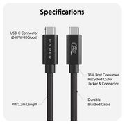 HYPER HD6500BKGL USB4 Type-C Performance Cable