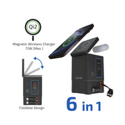 inno3C i-105C2 105W Qi2 +GaN 6-in-1 Wireless Fast Charging Dock with Build-in Retractable Cables