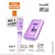 inno3C i-67DT Ultra Slim 67W 3-Ports GaN Travel Fast Charger (Purple)