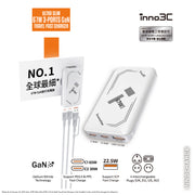 inno3C i-67ET Ultra Slim 67W 3-Ports GaN Travel Fast Charger (Sliver)