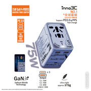inno3C 創品 i-45WC 45W GaN 4輸出旅行轉換插頭