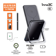 inno3C 創品 [ CCC 3C 認證 ] M0U Qi2 超薄磁吸無線充移動電源連支架 - 5000mAh