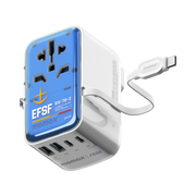 Momax 1-World Flow AC Travel Adapter 4 Port (35W) with Built-in USB-C Cable