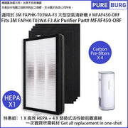 Pureburg 3MT03 Compatible Replacement Filter Kit for 3M FAPHK-T03WA-F3 Air Purifier