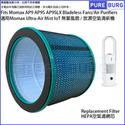 Pureburg Compatible Replacement Filter Set for Momax Ultra-Air Mist AP9 AP9S AP9SLX Bladeless Fan