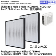 Pureburg 淨博 代用濾網 (適用於 b-Mola BM10,NCCO1802,NCCO1804, B-Duck RHT MA2118 空氣清新機)