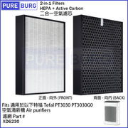 Pureburg PT3030 Compatible Replacement Filter for Tefal PT3030 Air Purifier