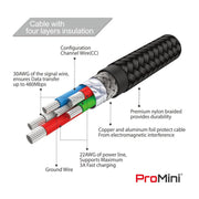 PROMINI 18cm Type-C to USB 快充數據傳輸線