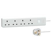 SCHNEIDER EASY系列 13A 四位電源插座連總開關及LED指示燈 (連2.5米線)