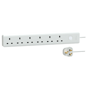 SCHNEIDER EASY系列 13A 六位電源插座連總開關及LED指示燈 (連2.5米線) 電源拖板