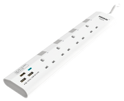 Sunshine 四位獨立開關安全拖板連藍色指示燈+4位USB