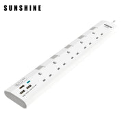 Sunshine 五位獨立開關安全拖板連藍色指示燈+4位USB