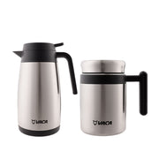 小牛角 真空套裝: 1.0公升手斟壺+ 0.49公升手柄杯 (不銹鋼)