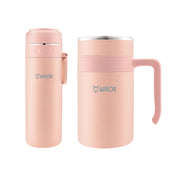 小牛角 真空套裝: 0.4公升便攜式直身杯+ 0.49公升手柄杯 (粉紅色)