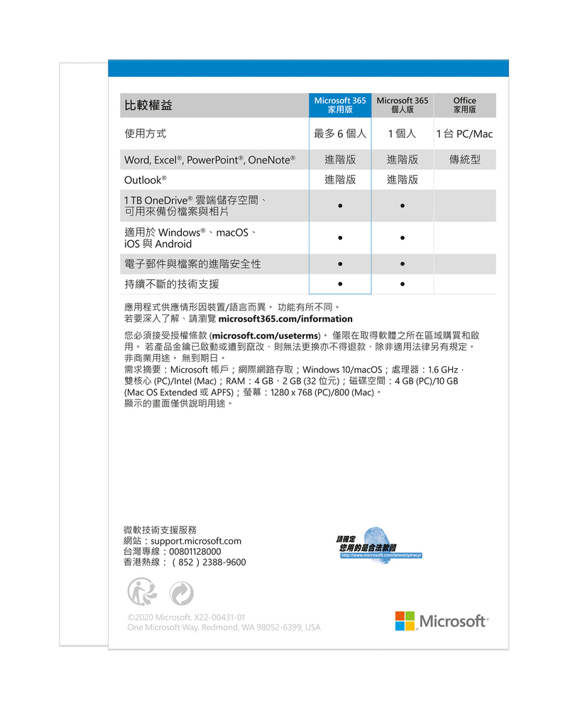 MICROSOFT 365 Family (Chinese) (Full Package Product)
