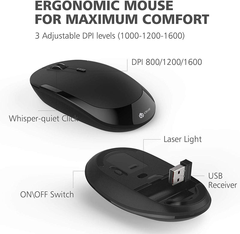 iClever IC-GK03 Ergonomic Wireless Mice and Keyboard