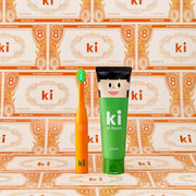 E Flash Ki set 兒童用加強防蛀套裝 (綠光LED牙刷 + 橙色防蛀牙膏)