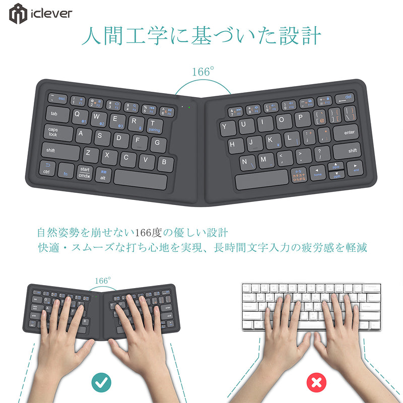 iClever IC-BK06 Suede Folding Bluetooth Wireless Keyboard