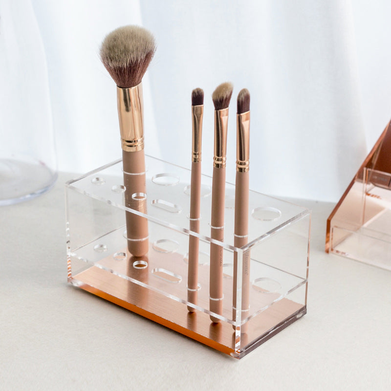 Moosy Life Taiwan Acrylic 12 Spaces Nail Brush Makeup Brush Holder (Rose Gold)