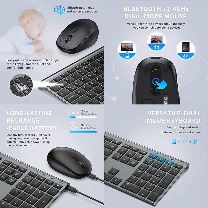 iClever DK03 Combo BT 4.2+2.4G Wireless  Mice and Keyboard