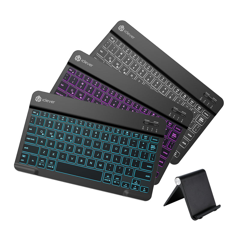 iClever IC-BK04 7-color LED Backlight Ultra-thin Silent Bluetooth Wireless Keyboard