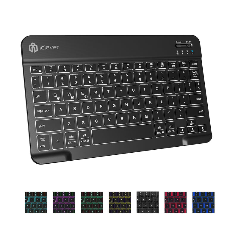 iClever IC-BK04 7-color LED Backlight Ultra-thin Silent Bluetooth Wireless Keyboard