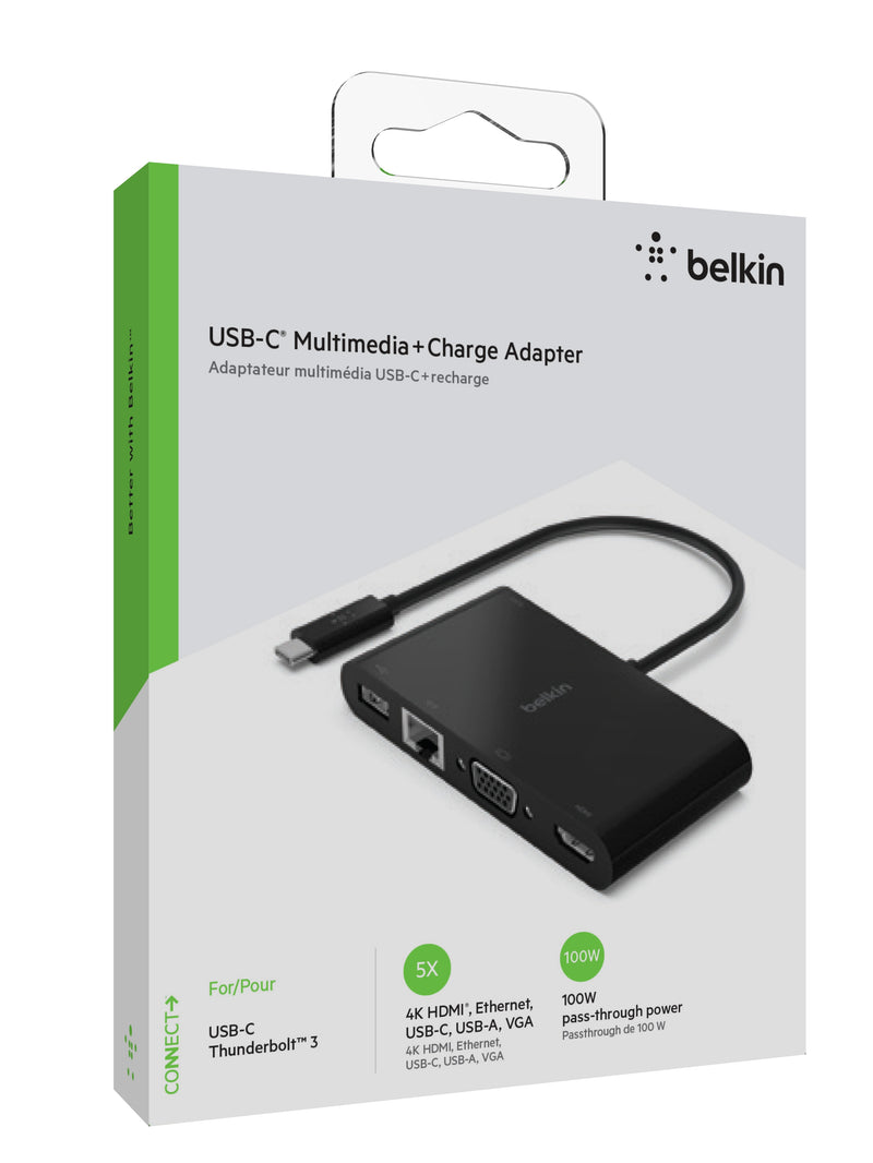 BELKIN 貝爾金 USB-C 多媒體 + 充電轉接器 (100 W)