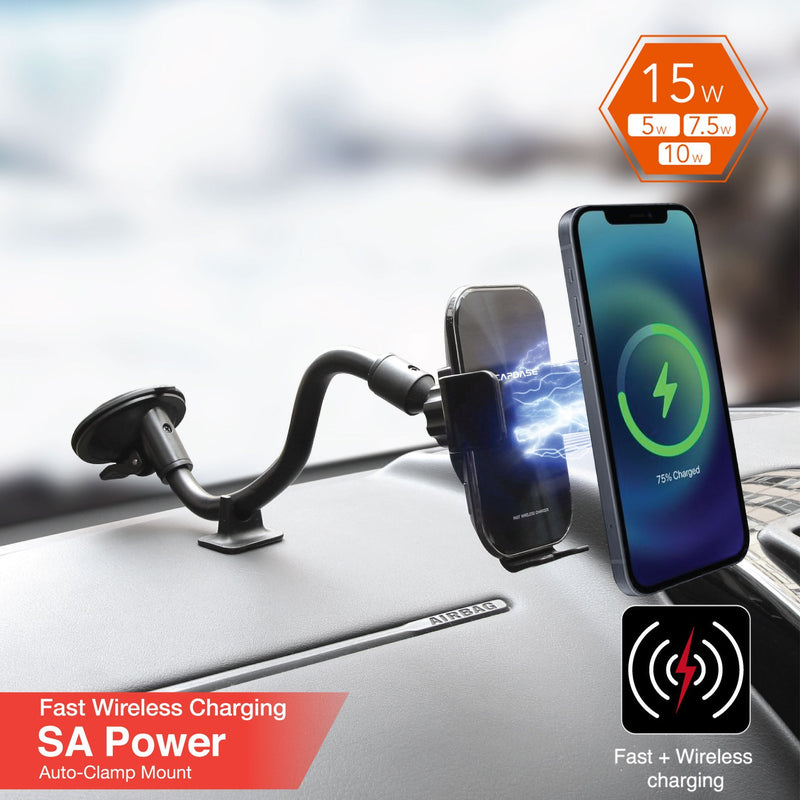 CAPDASE SA Power Fast Wireless Charging Auto-Clamp Car Mount Gooseneck Arm 300mm