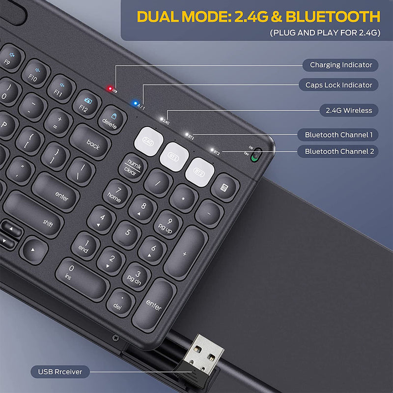 iClever DKA2KB 超薄靜音藍牙4.2+ 2.4G 無線鍵盤