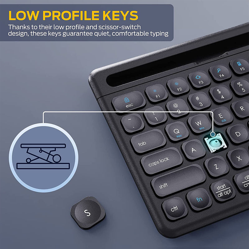 iClever DKA2KB Ultra-thin + Bluetooth 4.2 + 2.4G Wireless Keyboard