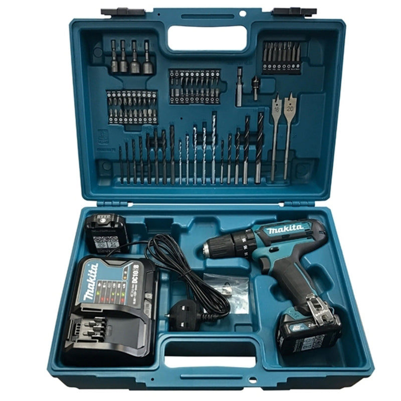 Makita 12V impact drill set (with 74 accessories) (fast charge/2.0Ah x2)