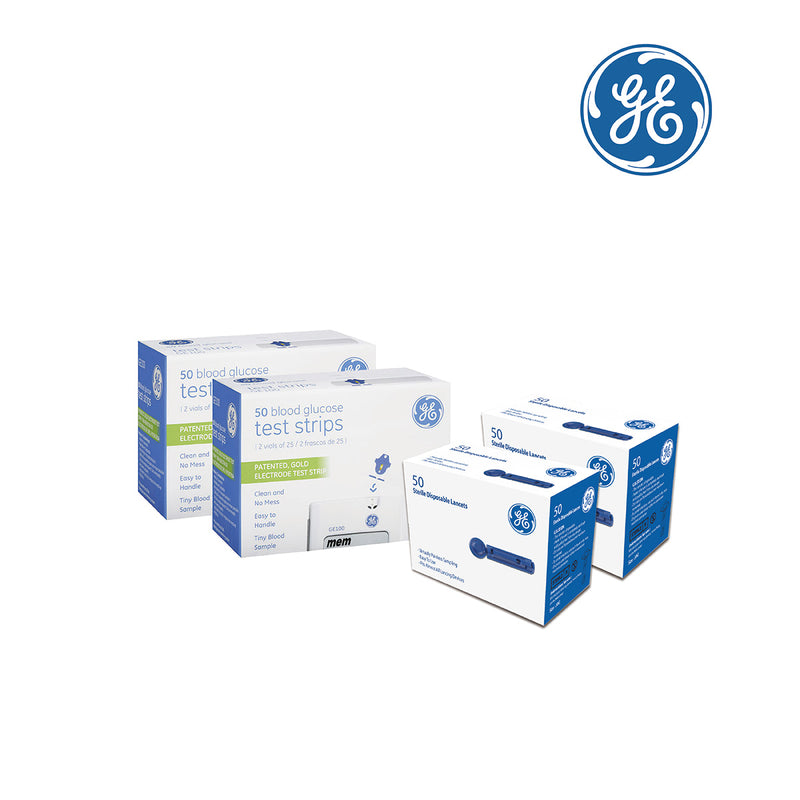 GE Blood Glucose Test strips (2 boxes) and Lancets (2 boxes) GS100-TS