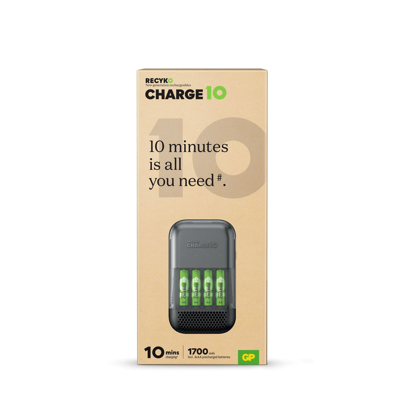 GP Recyko Charge 10 Ultra-Fast Charger with 4 x AA 1700mAh NiMH Batteries