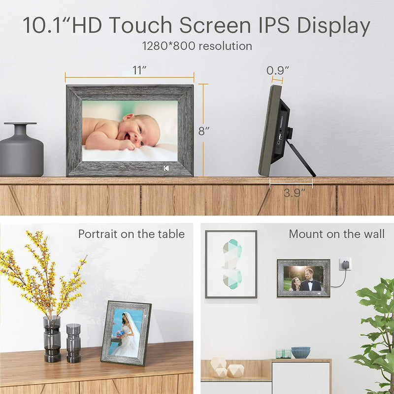 KODAK RCF-1013 10″ Classic Wood IPS Touch Panel Digital Photo Frame