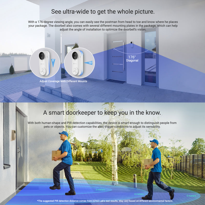 EZVIZ DB2-PRO Full Wireless Door Clock 2K+Waterproof Camera+Door Bell
