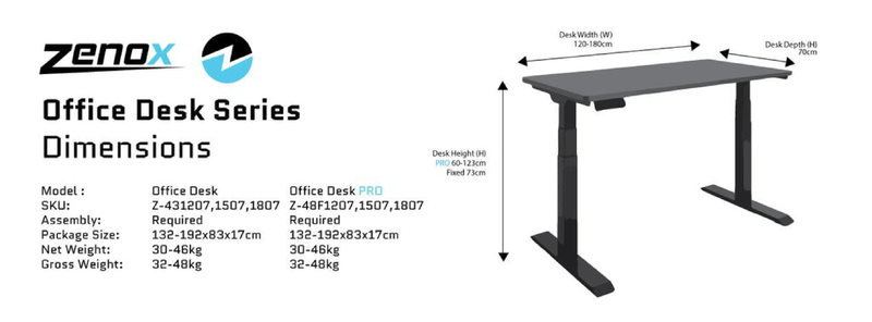 Zenox 1.2m Office Desk (Fixed Height)