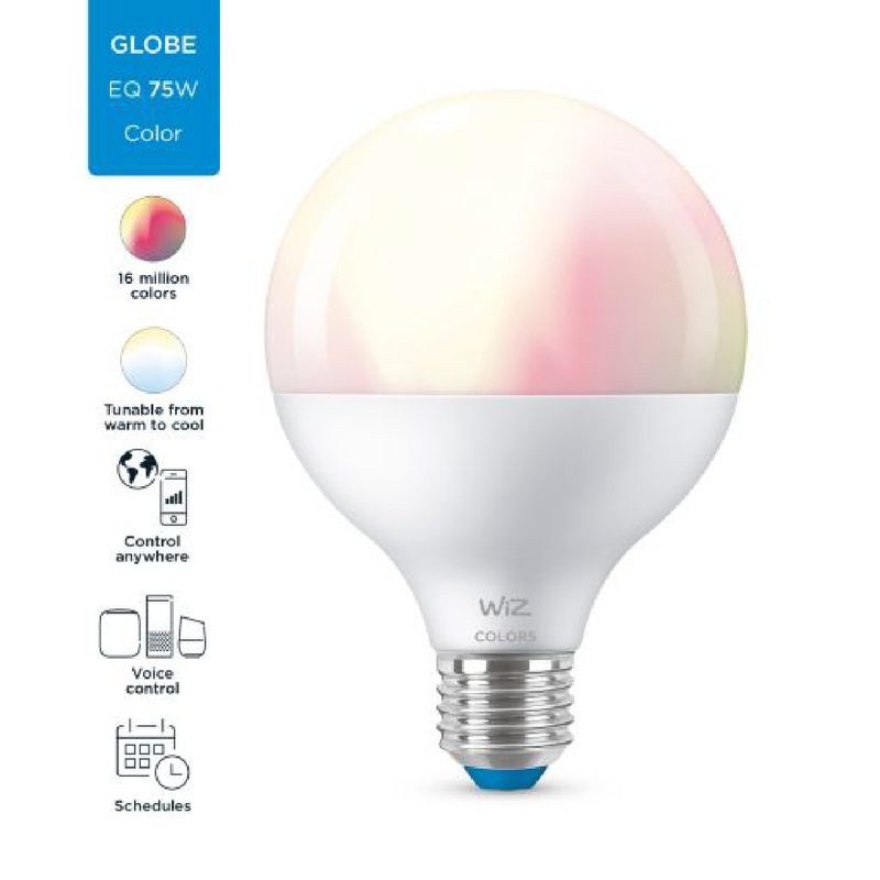 Wiz Wi-Fi黃白光彩光 智能LED燈泡 Globe - 11W / E27螺頭 / G95 (黃白光 + 彩光) 智能照明