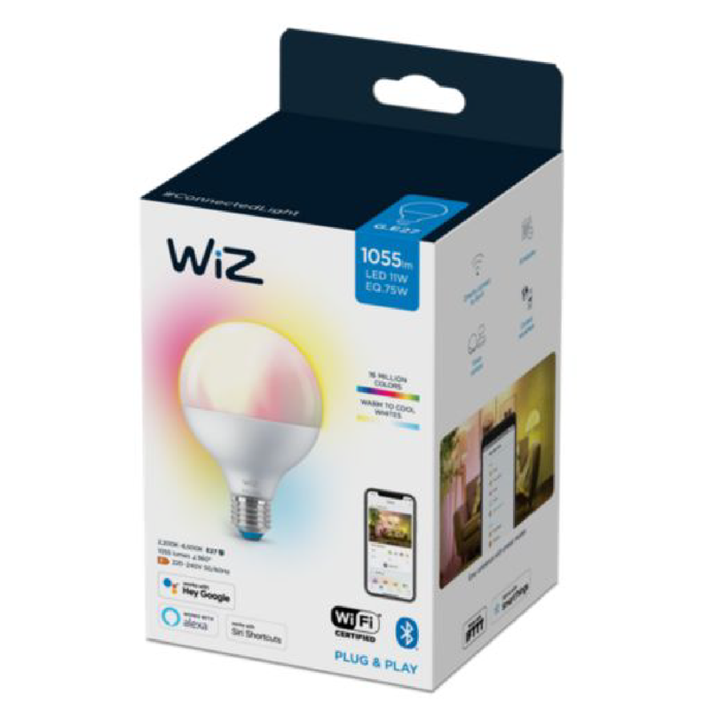 Wiz Wi-Fi黃白光彩光 智能LED燈泡 Globe - 11W / E27螺頭 / G95 (黃白光 + 彩光) 智能照明