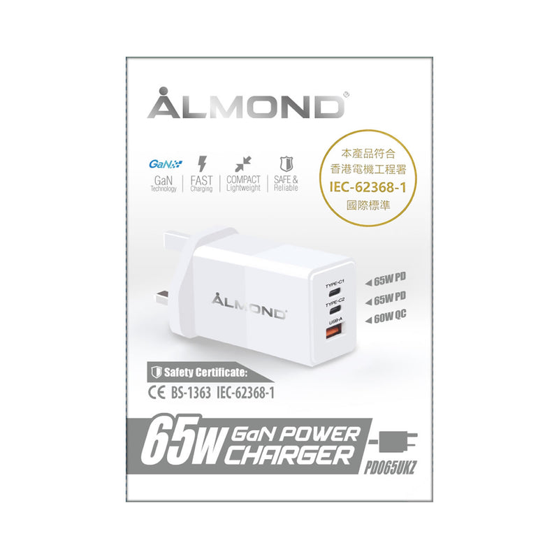 Almond PD065UKZ PD 65W 快速充電器