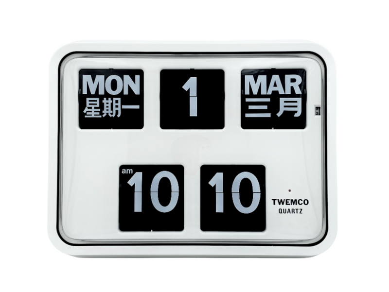 TWEMCO Battery Quartz Perpetual Flip Calendar Wall Clock BQ-17 Biligual ver.
