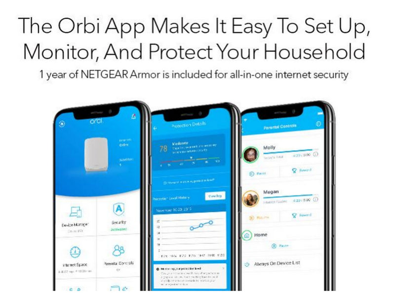 NETGEAR Orbi RBK763S AX5400 WiFi 6 Mesh System - 3件裝
