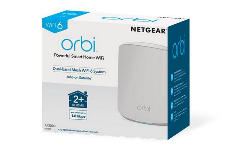 NETGEAR Orbi AX1800 Dual Band Mesh Wifi 6 Add-On Satellite Router