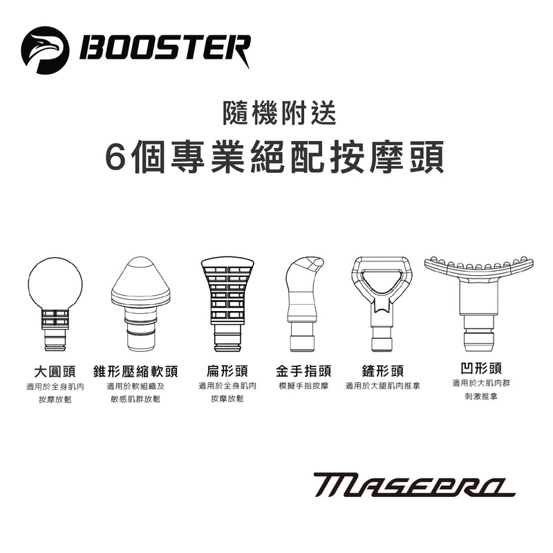 Booster MasePro Professional Grade Massage Gun with 6 Massage Heads