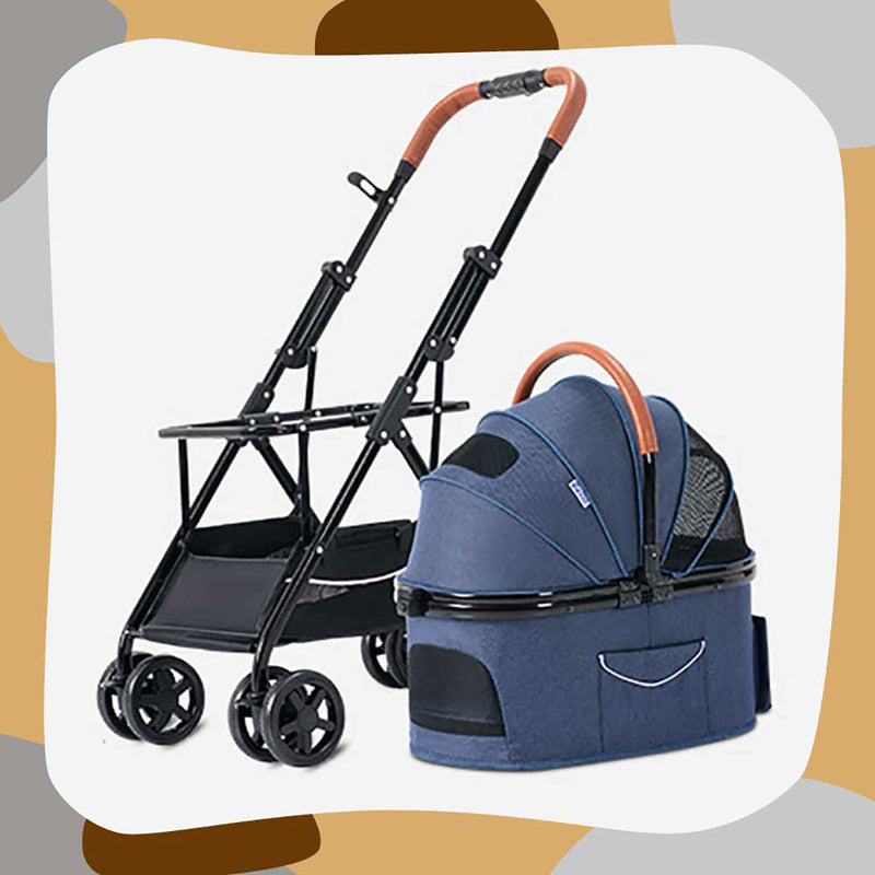 BELLO British Style Foldable and Detachable Pet Trolley (Load Weight: 15kg)