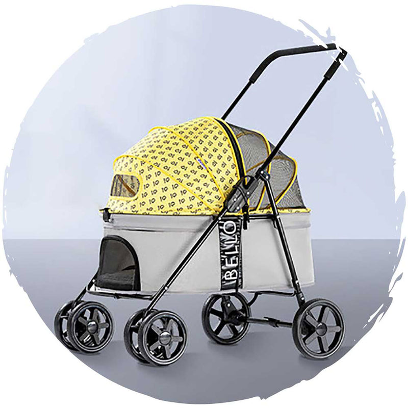 BELLO Low seat breathable four-wheel foldable dog stroller Large version (Load Weight: 20kg)