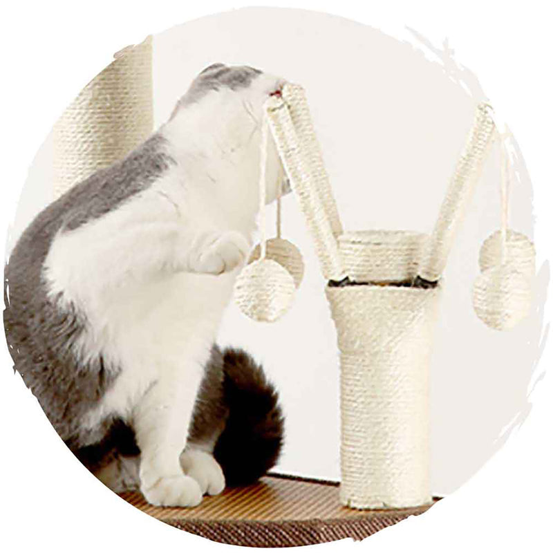 Pets Thing Summer Cool Linen Imitation Rattan Hemp Rope Catch Post Cat Climbing Frame (Upgraded 8-layer 158cm)