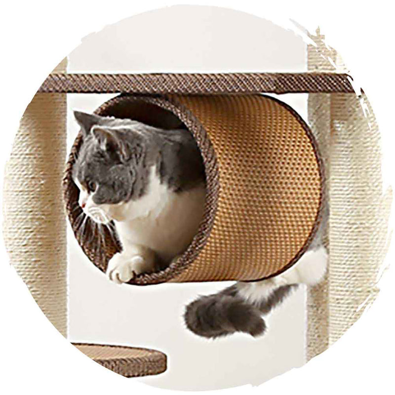Pets Thing Summer Cool Linen Imitation Rattan Hemp Rope Catch Post Cat Climbing Frame (Upgraded 8-layer 158cm)